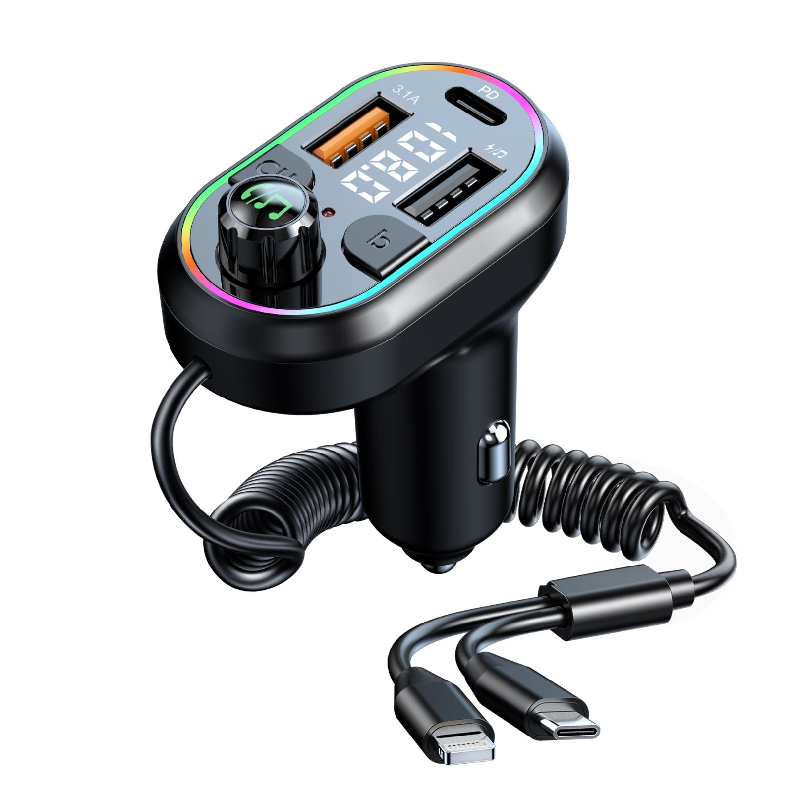 C29 Bluetooth FM Transmitter MP3 Player with 2in1 Fast Charge Cable