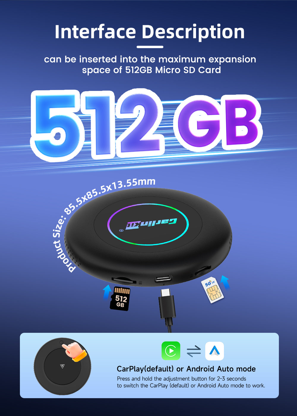 CARLINKIT 6350 Ultra 2 CarPlay Android 15 AI TBOX Qualcomm 4GSIM 8GB+128GB