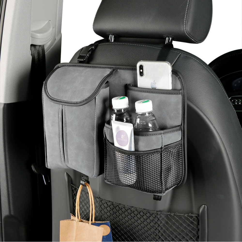 PU Suede Leather Car Back Seat Organiser