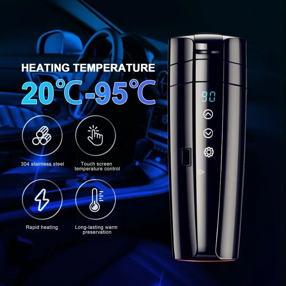 Car Electric Heating Cup Holder Mug with LCD Digital 3