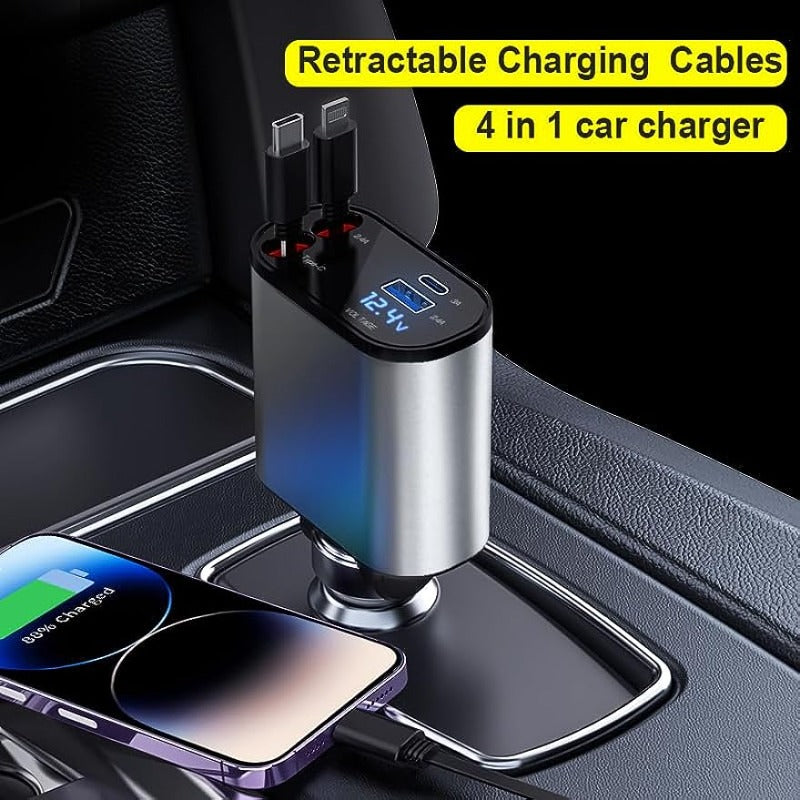 Car Charger with 2 USB Ports Fast Charging 4 in 1 60W