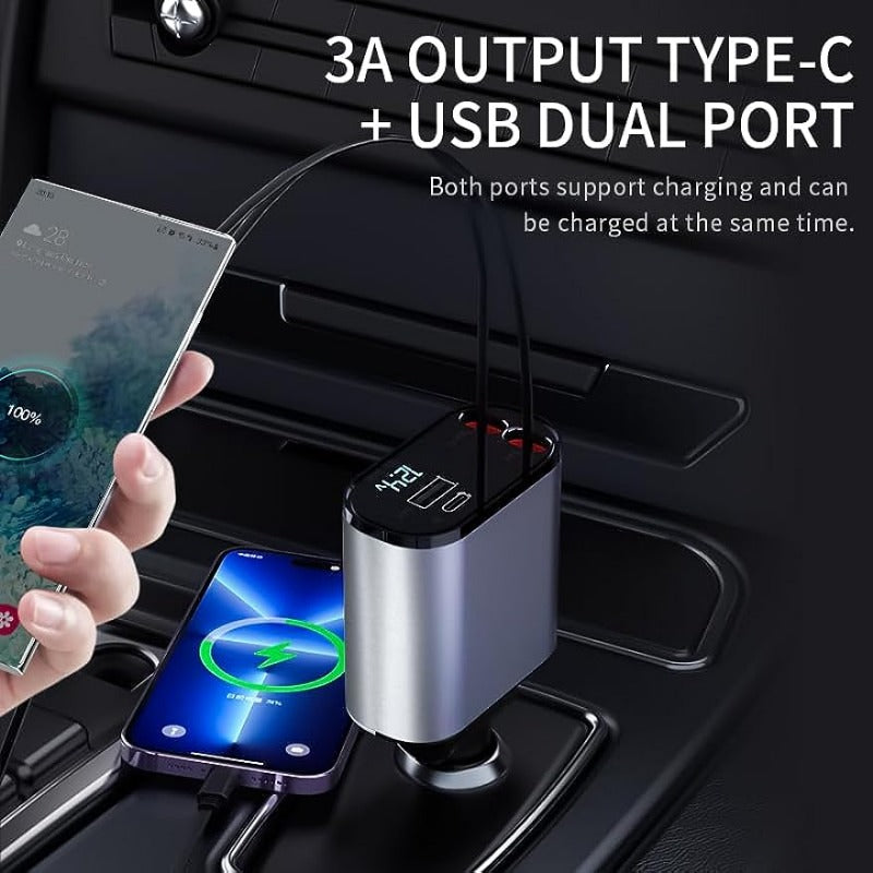 Car Charger with 2 USB Ports Fast Charging 4 in 1 60W