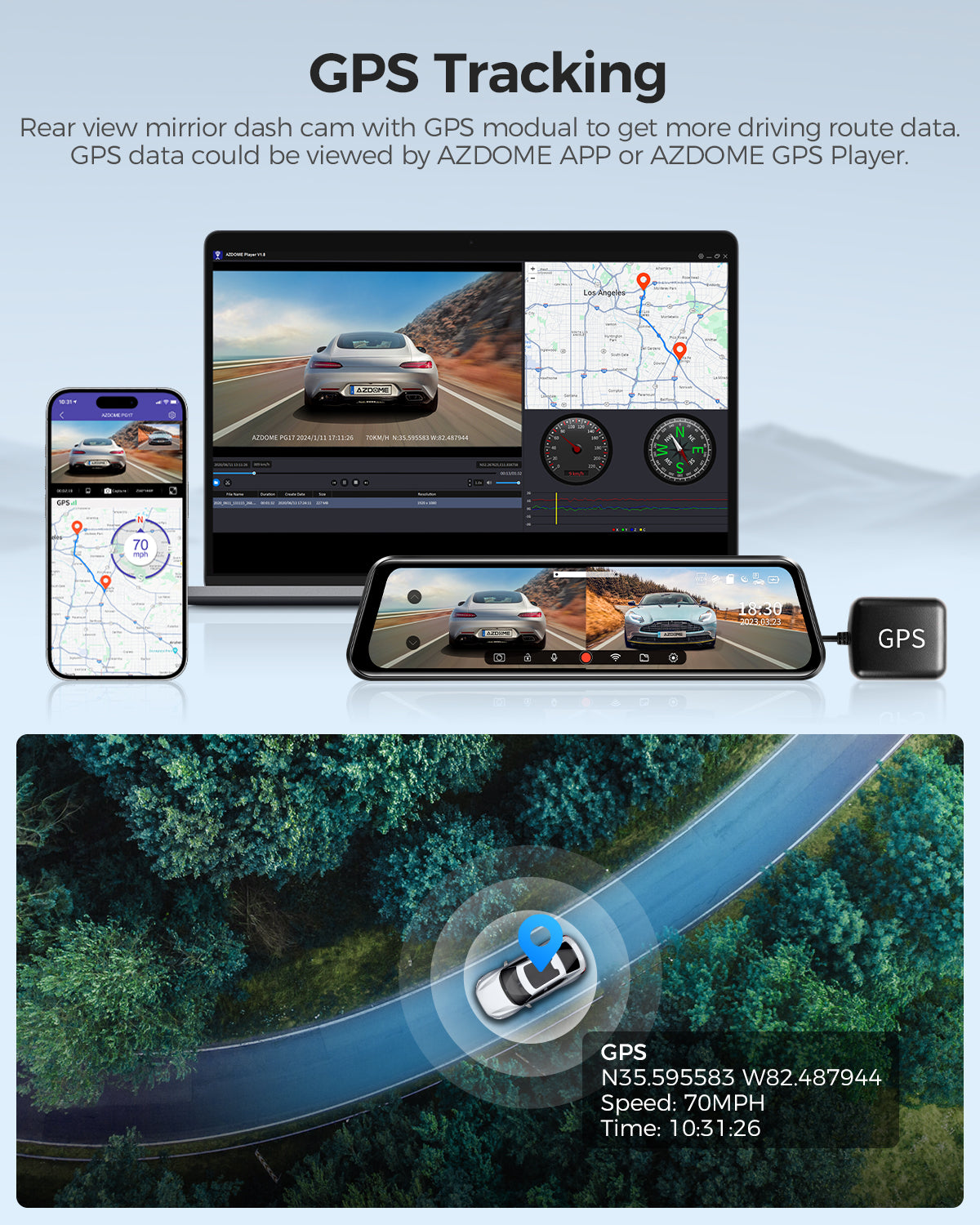 AZDOME PG17/PG17 Pro 2CH Mirror Dash Cam 4K with 12" Touch Screen