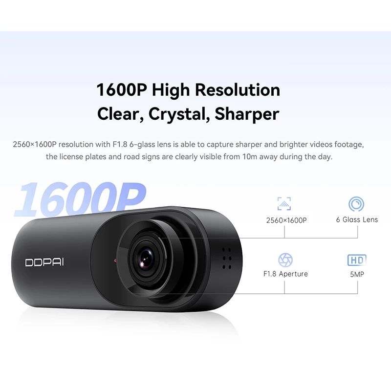 DDPAI MOLA N3 PRO Dual 1600P HD Dash Cam with GPS, Wifi, G-Sensor