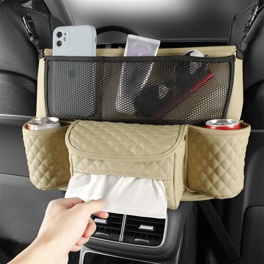 PU Leather Hanging Multi-Pocket Armrest Storage Organizer