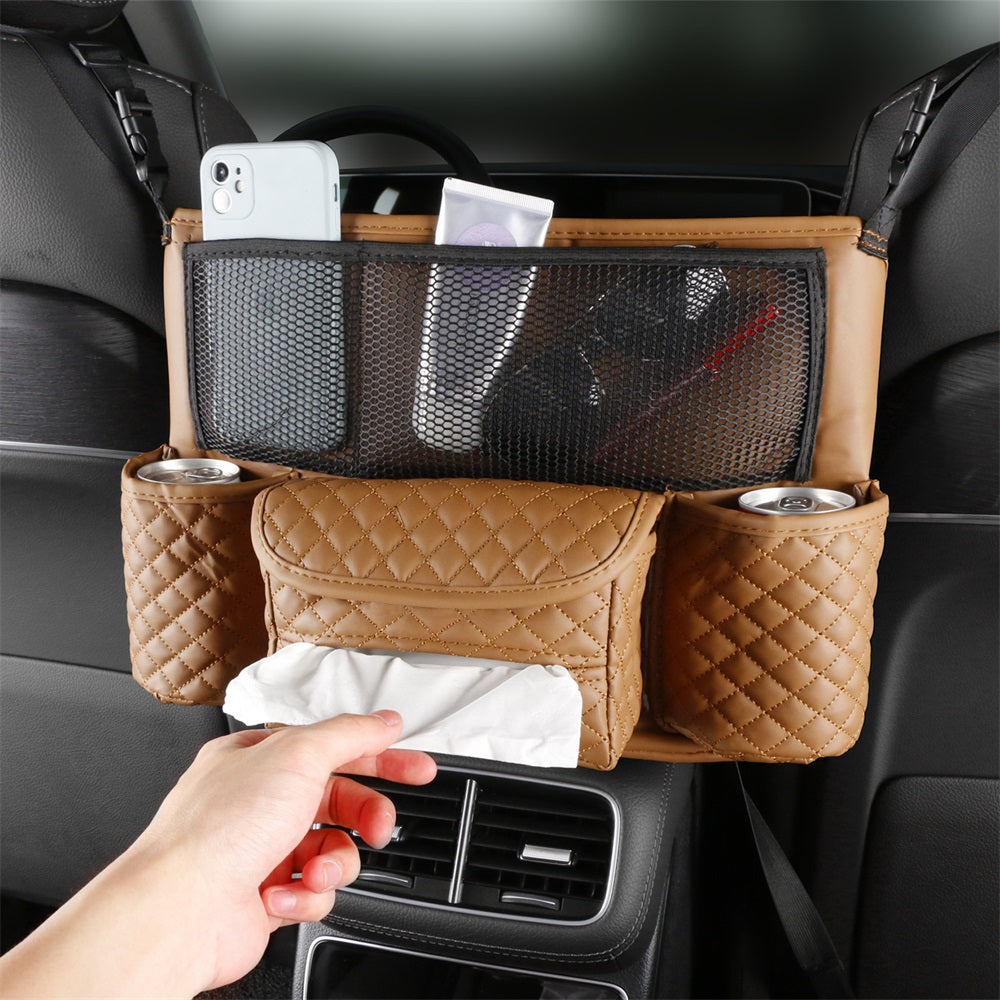 PU Leather Hanging Multi-Pocket Armrest Storage Organizer