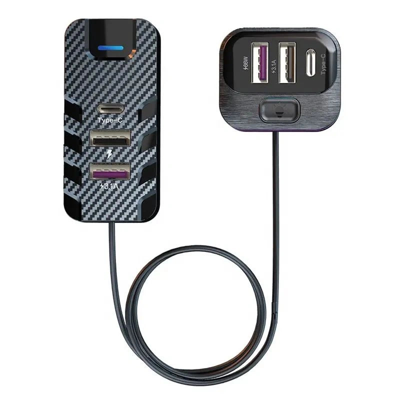 6 Ports USB C Fast Car Charger 66W Adapter QC3.0-6 منافذ USB C شاحن سيارة سريع 66 واط محول QC3.0-Auto-Emporio-Kuwait.0