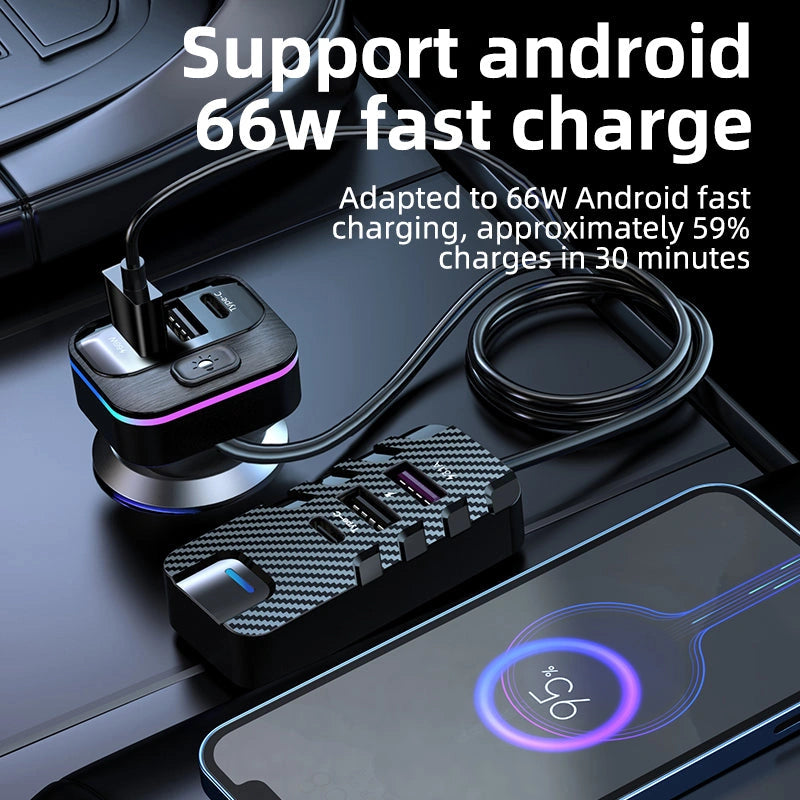 6 Ports USB C Fast Car Charger 66W Adapter QC3.0-6 منافذ USB C شاحن سيارة سريع 66 واط محول QC3.0-Auto-Emporio-Kuwait.0