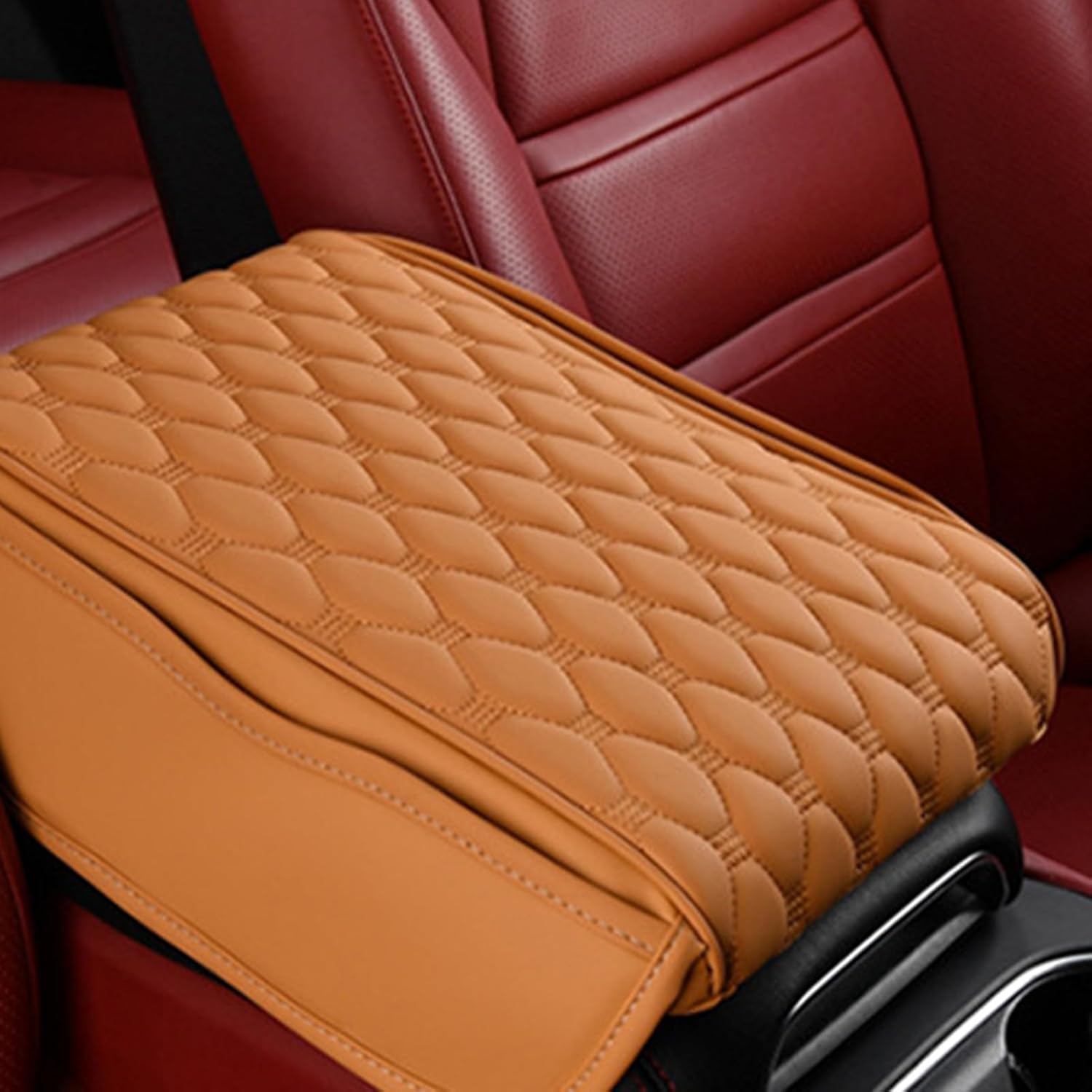 PU Leather Armrest Cushion with 2 Storage Pockets