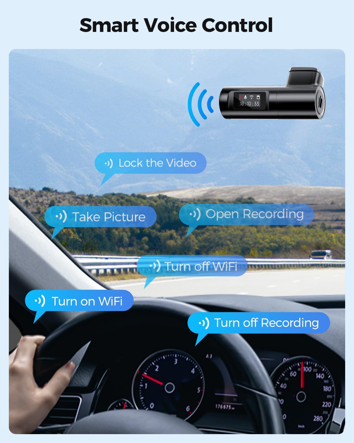 AZDOME M330 WiFi Dash Cam, FHD 1080P