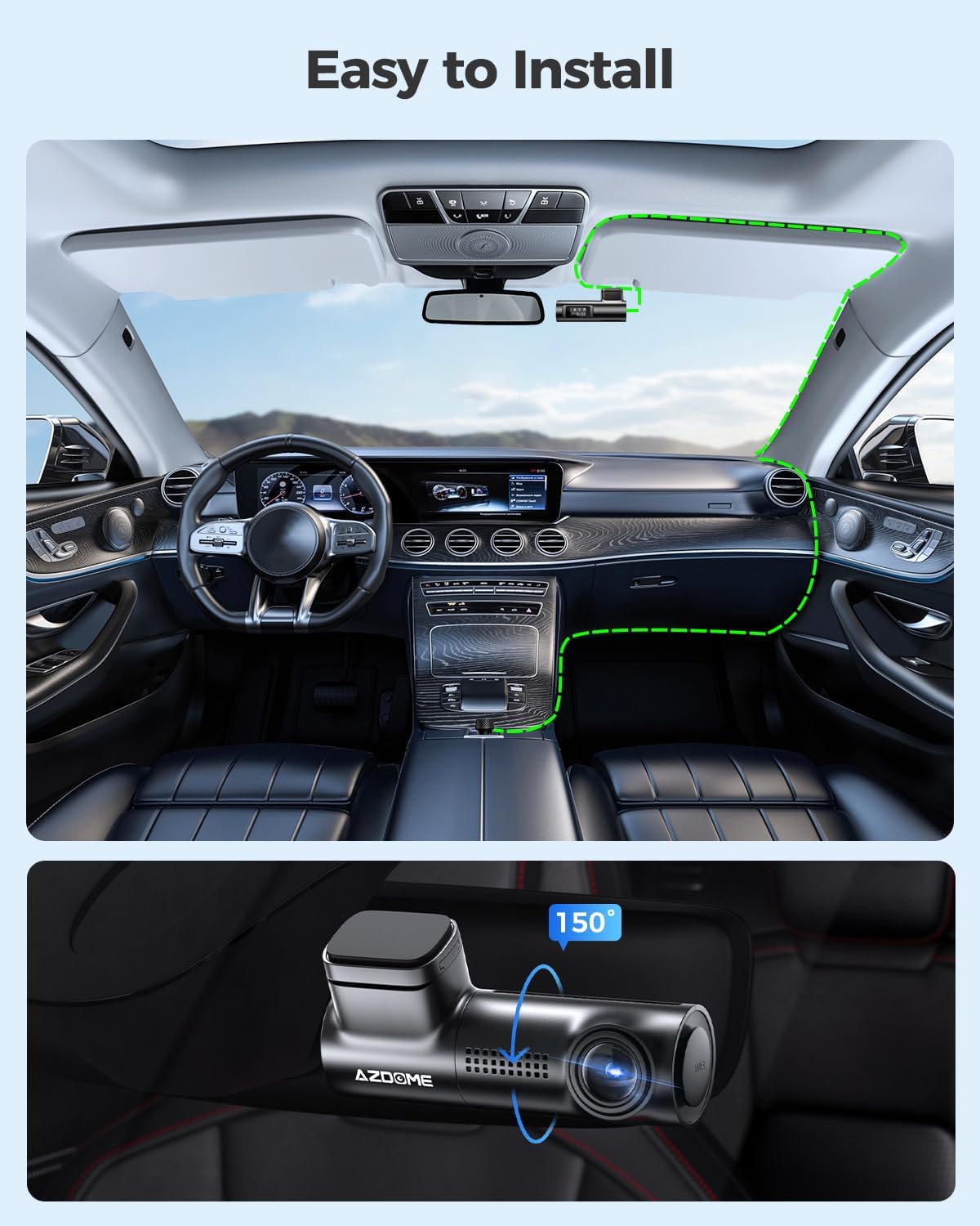 AZDOME M330 WiFi Dash Cam, FHD 1080P