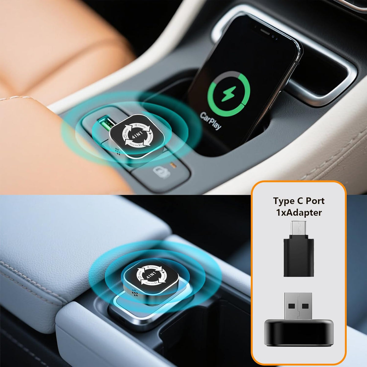 4-in-1 Wireless CarPlay & Android Auto Adapter with AirPlay & Screen Mirroring 9