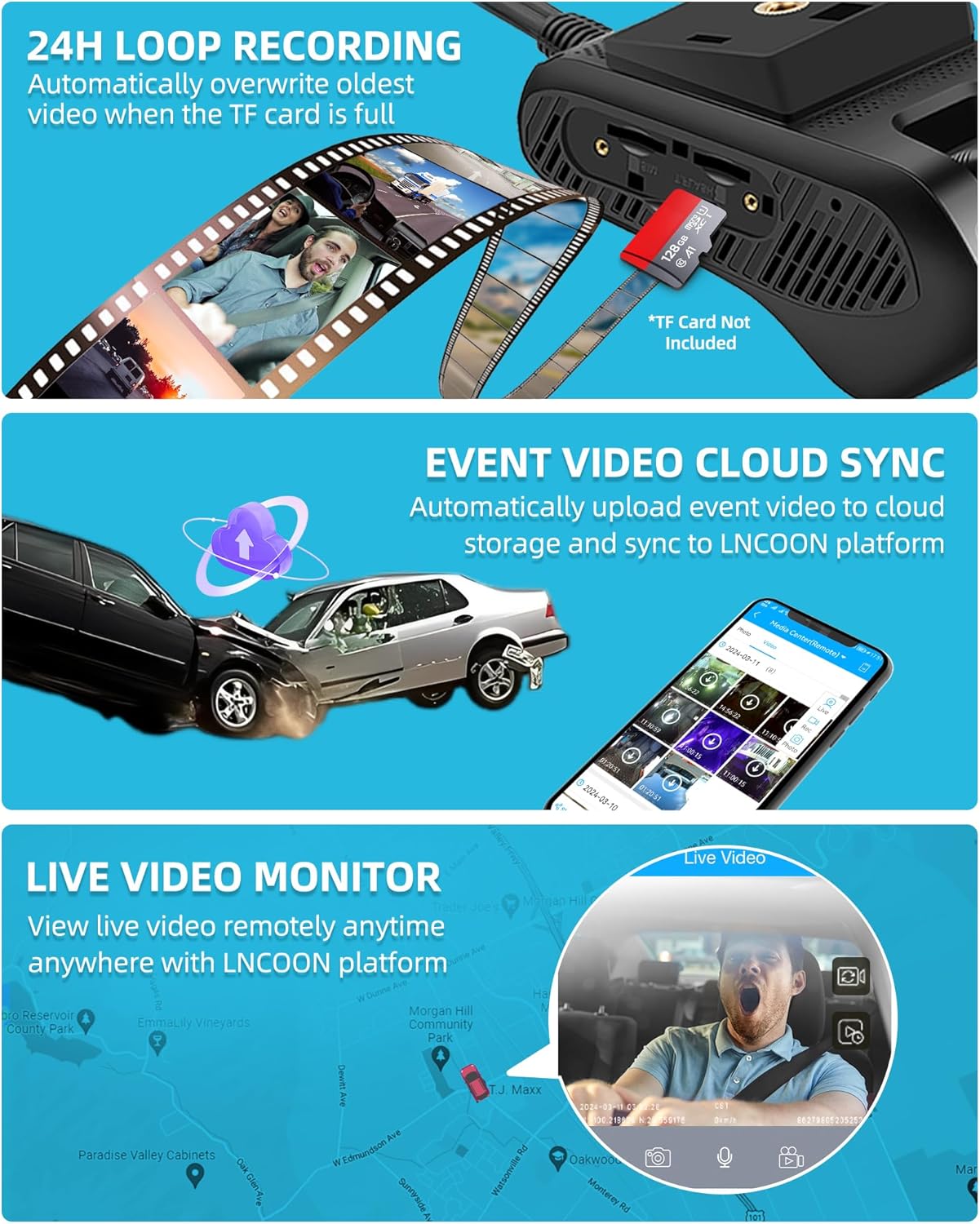 JIMIIOT JC261p 4G AI Dash Cam DVR, DMS, ADAS, Wi-Fi, GPS