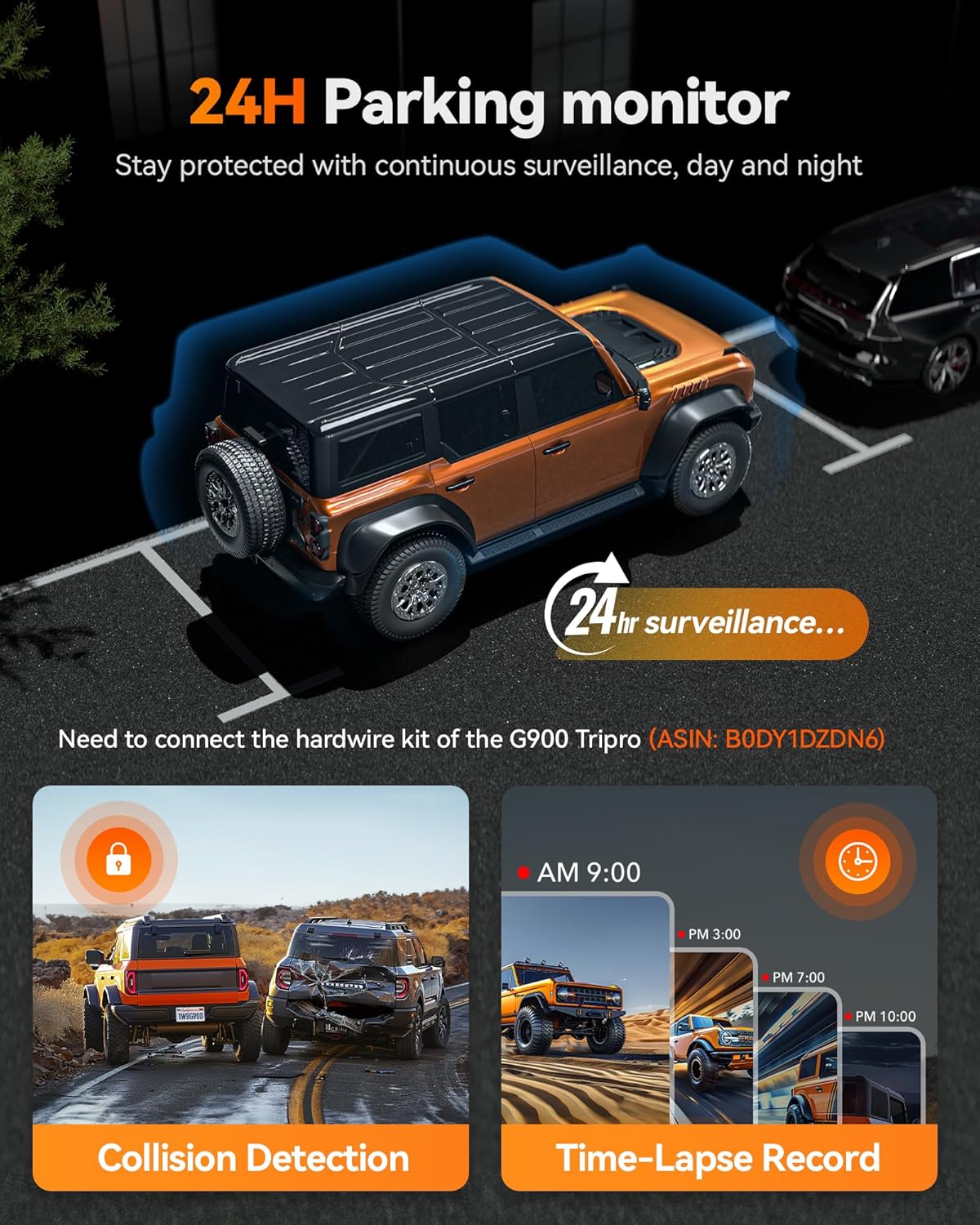 WOLFBOX G900 TRIPRO 4K+1080P+2.5K 3CH 12” Mirror Dash Cam with SONY STARVIS 2 IMX678 & 5G WiFi