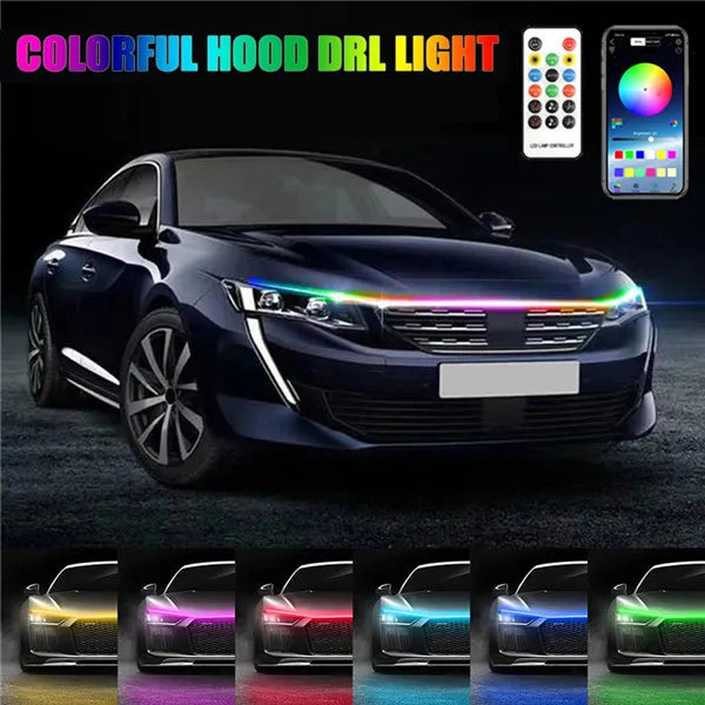Automative Light APP & Remote Controlled RGB Scan Start Turn Signal LED Hood Light ...