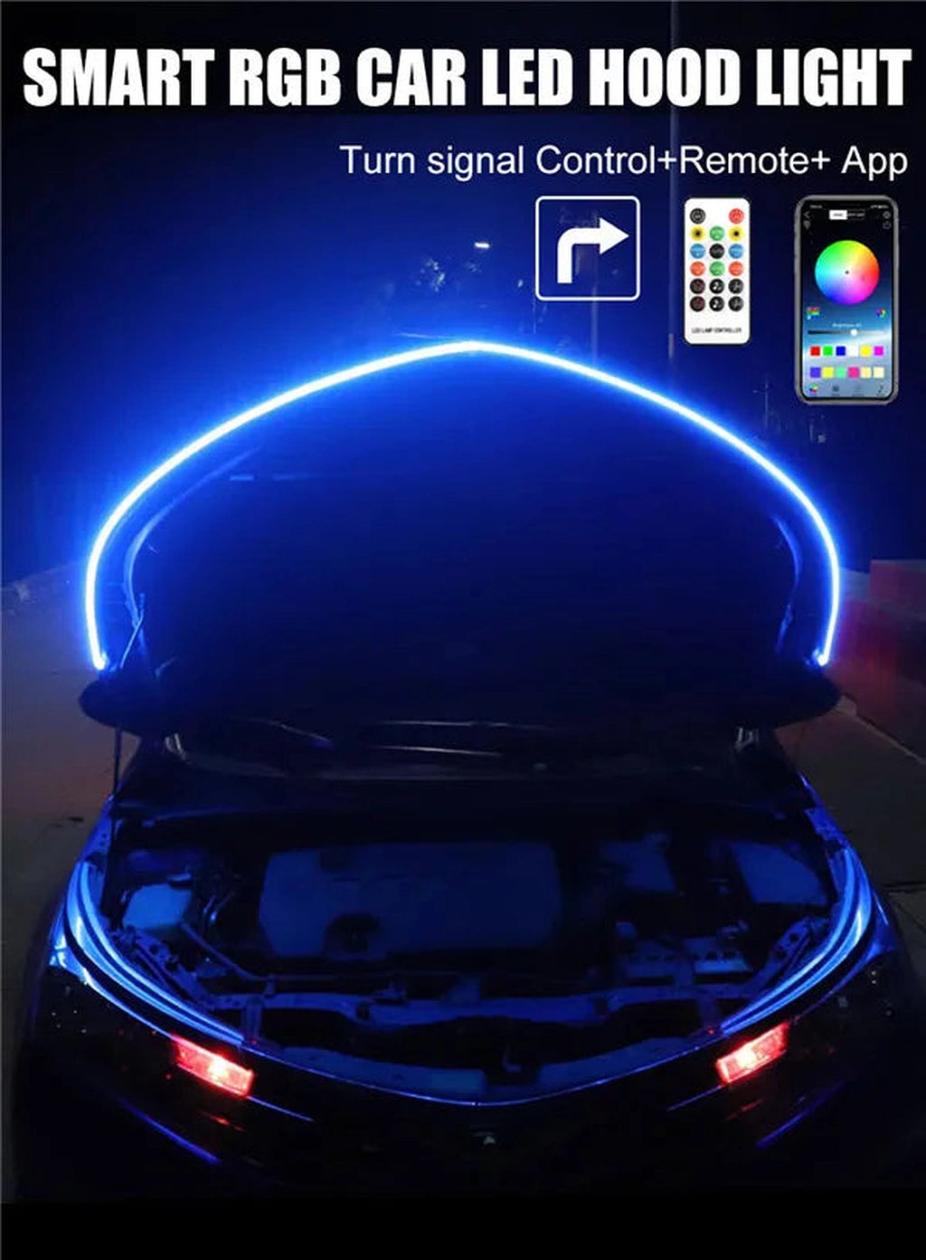 APP & Remote Controlled RGB Scan Start Turn Signal LED Hood Light-التطبيق ومسح RGB الذي يتم التحكم فيه عن بعد، بدء تشغيل إشارة الانعطاف LED، ضوء غطاء المحرك-Auto-Emporio-Kuwait.0