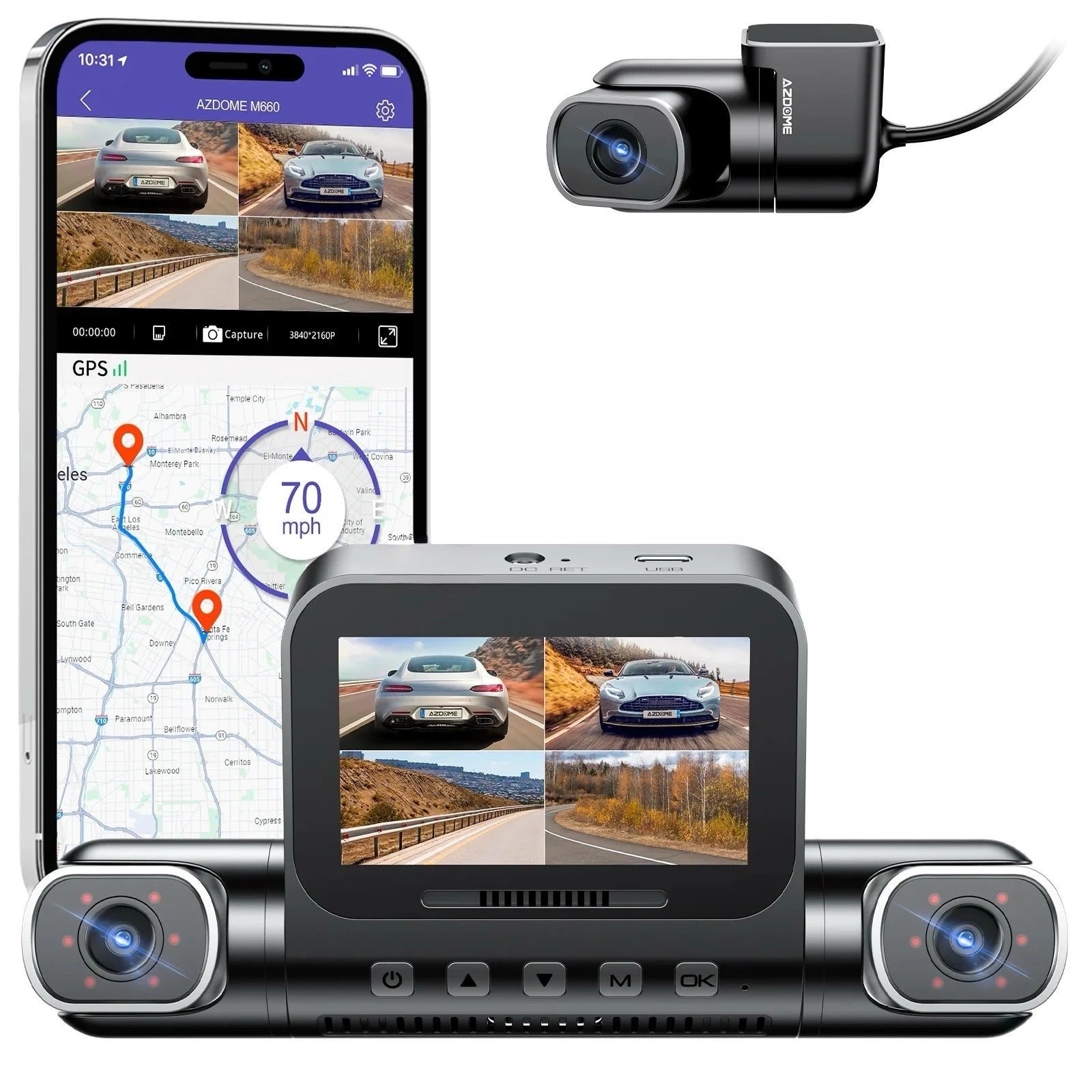 AZDOME M660 4CH DashCam with 5G Wifi, Built In 128GB Storage-AZDOME M660 4CH DashCam مع 5G Wifi، مساحة تخزين مدمجة 128 جيجابايت-Auto-Emporio-Kuwait.0