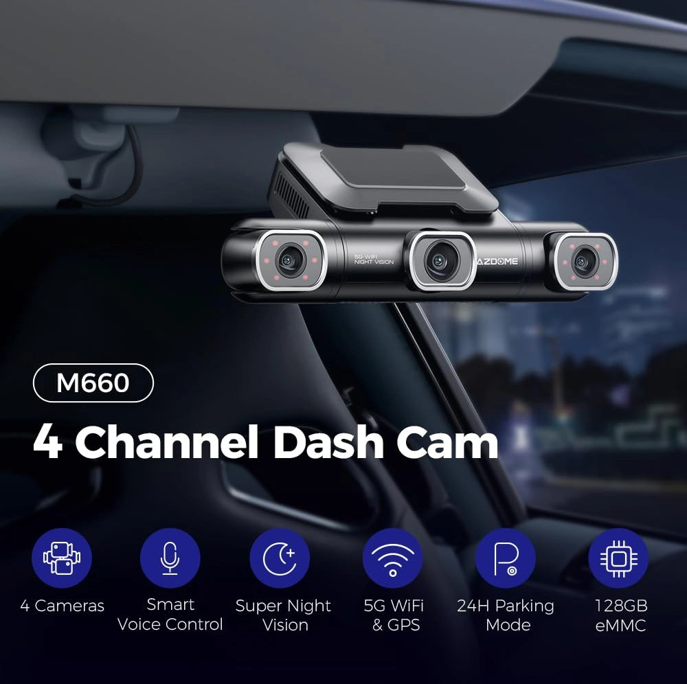 AZDOME M660 4CH DashCam with 5G Wifi, Built In 128GB Storage-AZDOME M660 4CH DashCam مع 5G Wifi، مساحة تخزين مدمجة 128 جيجابايت-Auto-Emporio-Kuwait.0