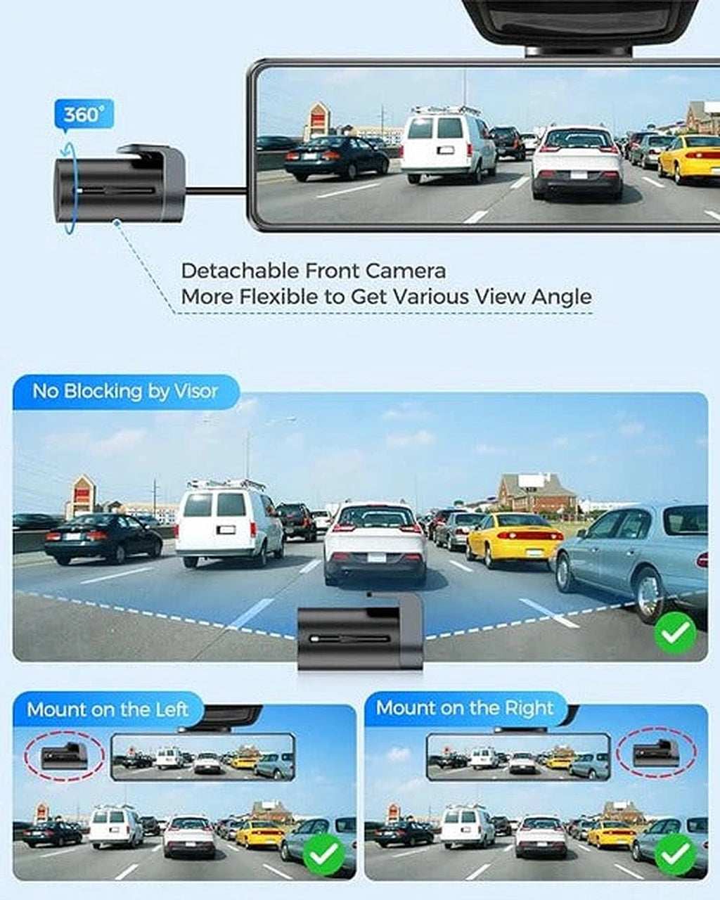 AZDOME PG18S 4K+1080P 2CH 12" Mirror Dash Cam-AZDOME PG18S 4K+1080P 2CH 12 بوصة كاميرا داش مرآة-Auto-Emporio-Kuwait.0