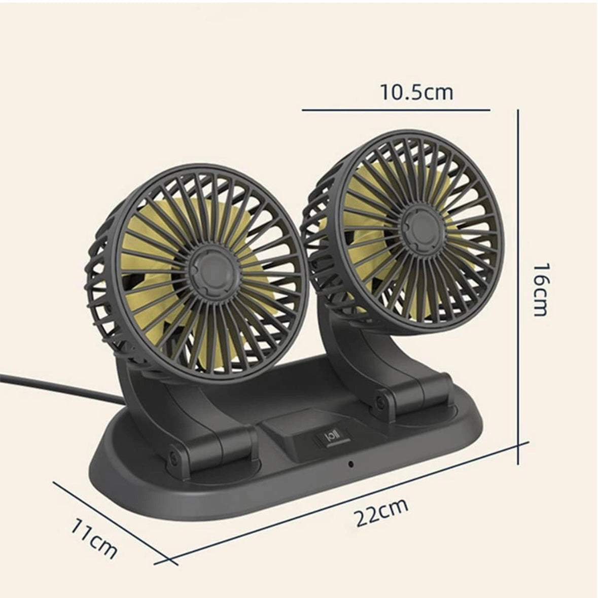 Adjustable Dual Fan 12V with Parking Card-مروحة مزدوجة قابلة للتعديل 12 فولت مع بطاقة ركن السيارة-Auto-Emporio-Kuwait.0