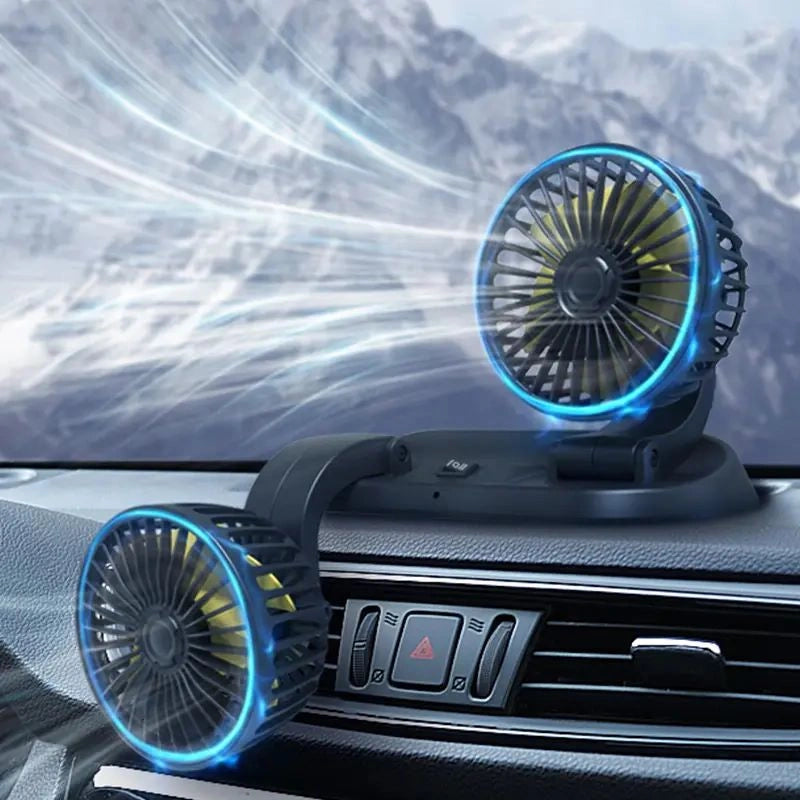 Adjustable Dual Fan 12V with Parking Card-مروحة مزدوجة قابلة للتعديل 12 فولت مع بطاقة ركن السيارة-Auto-Emporio-Kuwait.0