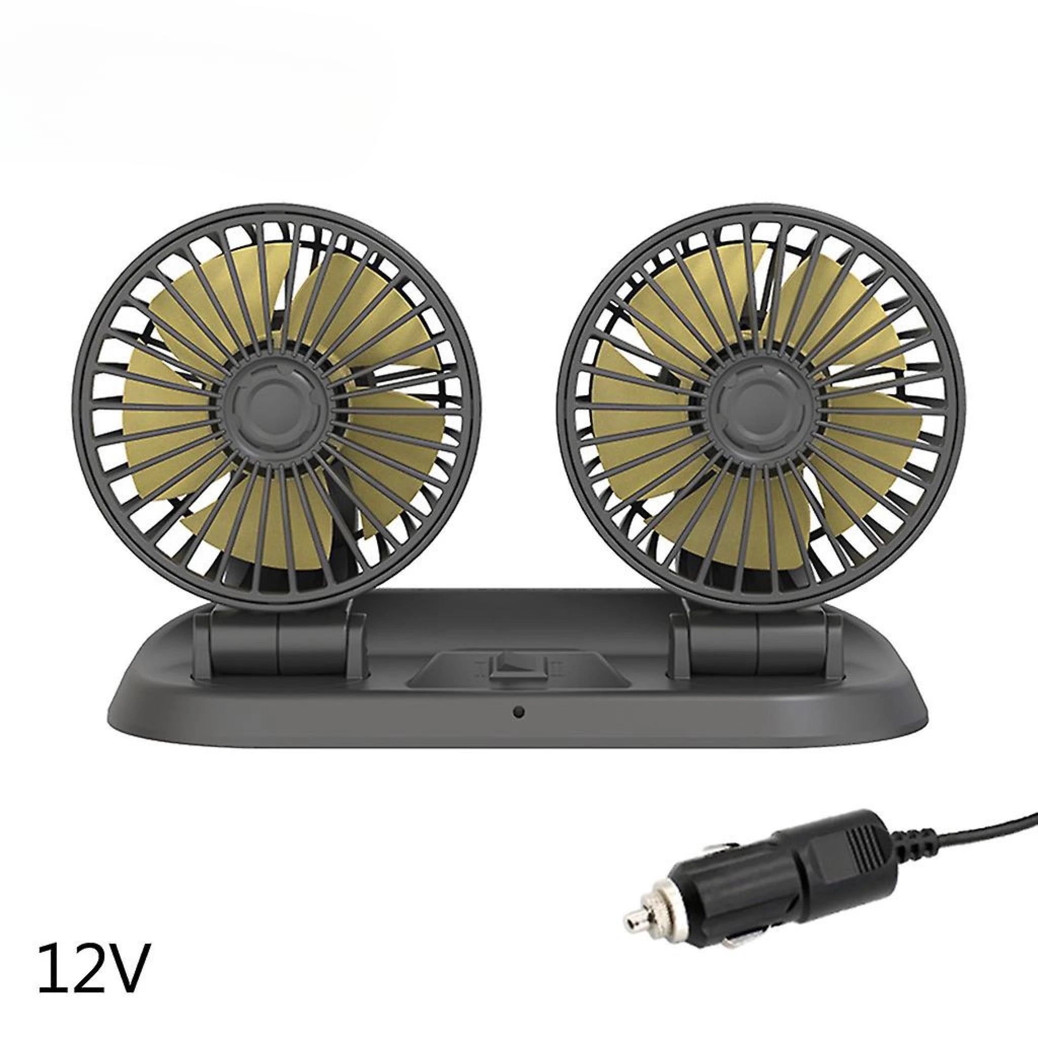 Adjustable Dual Fan 12V with Parking Card-مروحة مزدوجة قابلة للتعديل 12 فولت مع بطاقة ركن السيارة-Auto-Emporio-Kuwait.0