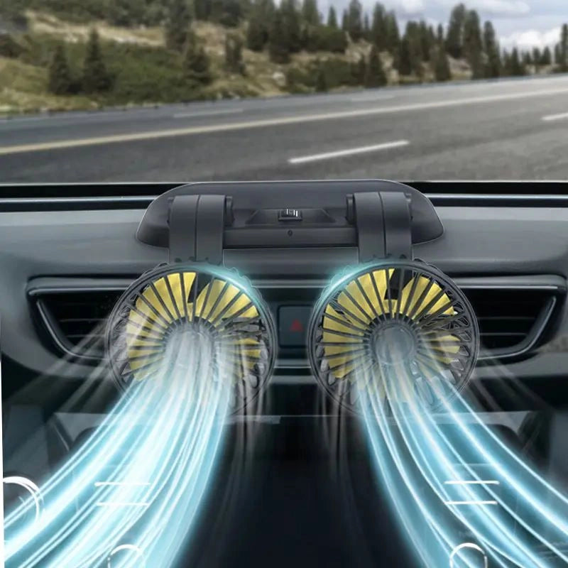 Adjustable Dual Fan 12V with Parking Card-مروحة مزدوجة قابلة للتعديل 12 فولت مع بطاقة ركن السيارة-Auto-Emporio-Kuwait.0