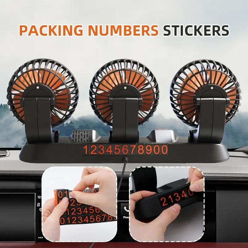 Adjustable Triple Head Fan 12V with Air Freshener-مروحة ثلاثية الرأس قابلة للتعديل 12 فولت مع معطر جو-Auto-Emporio-Kuwait.0