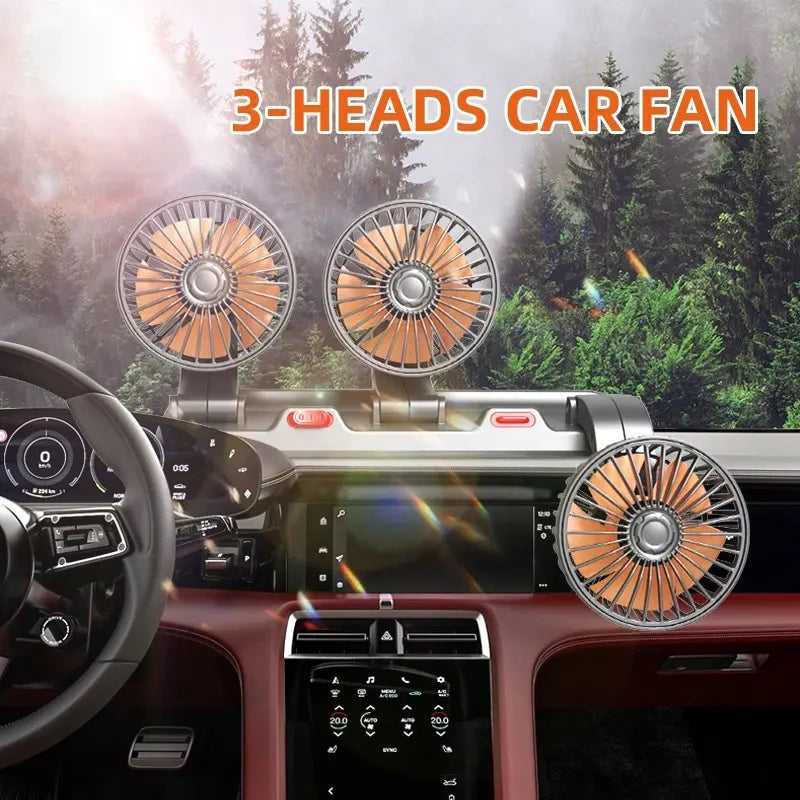 Adjustable Triple Head Fan 12V with Air Freshener-مروحة ثلاثية الرأس قابلة للتعديل 12 فولت مع معطر جو-Auto-Emporio-Kuwait.0