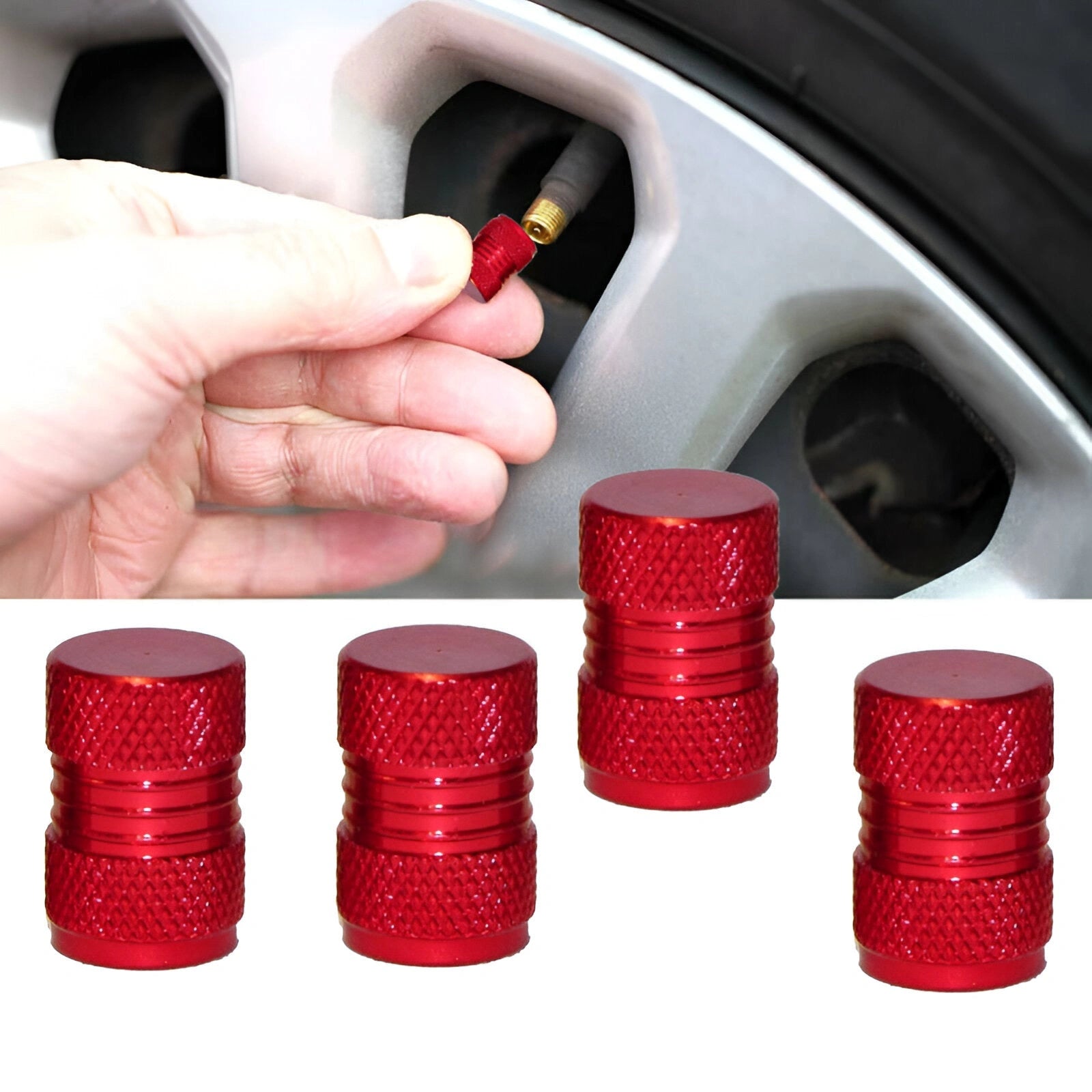 Aluminum Tire Valve Caps (4 pcs)-أغطية صمامات إطارات الألومنيوم (4 قطع)-Auto-Emporio-Kuwait.0
