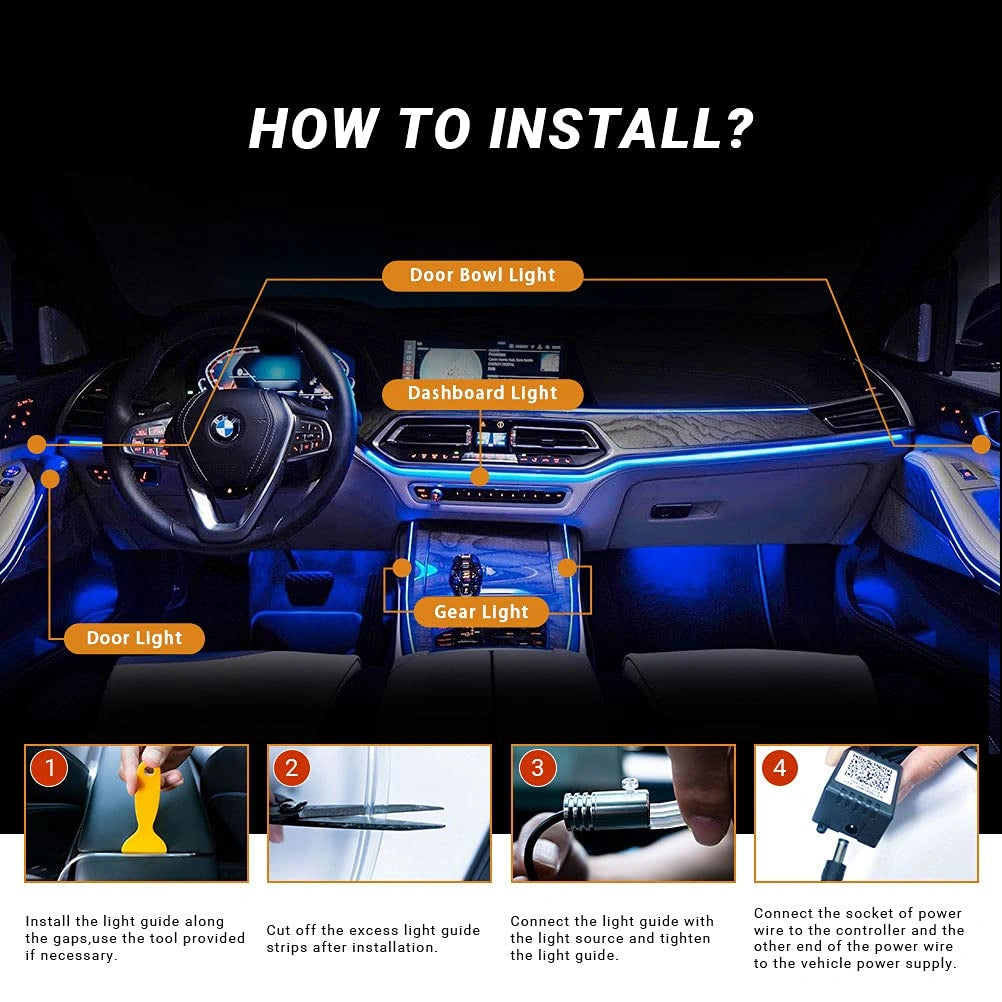 App Controlled Dashboard 6m Interior LED Lights-لوحة تحكم يتم التحكم فيها عن طريق التطبيق، مصابيح LED داخلية بطول 6 أمتار-Auto-Emporio-Kuwait.0