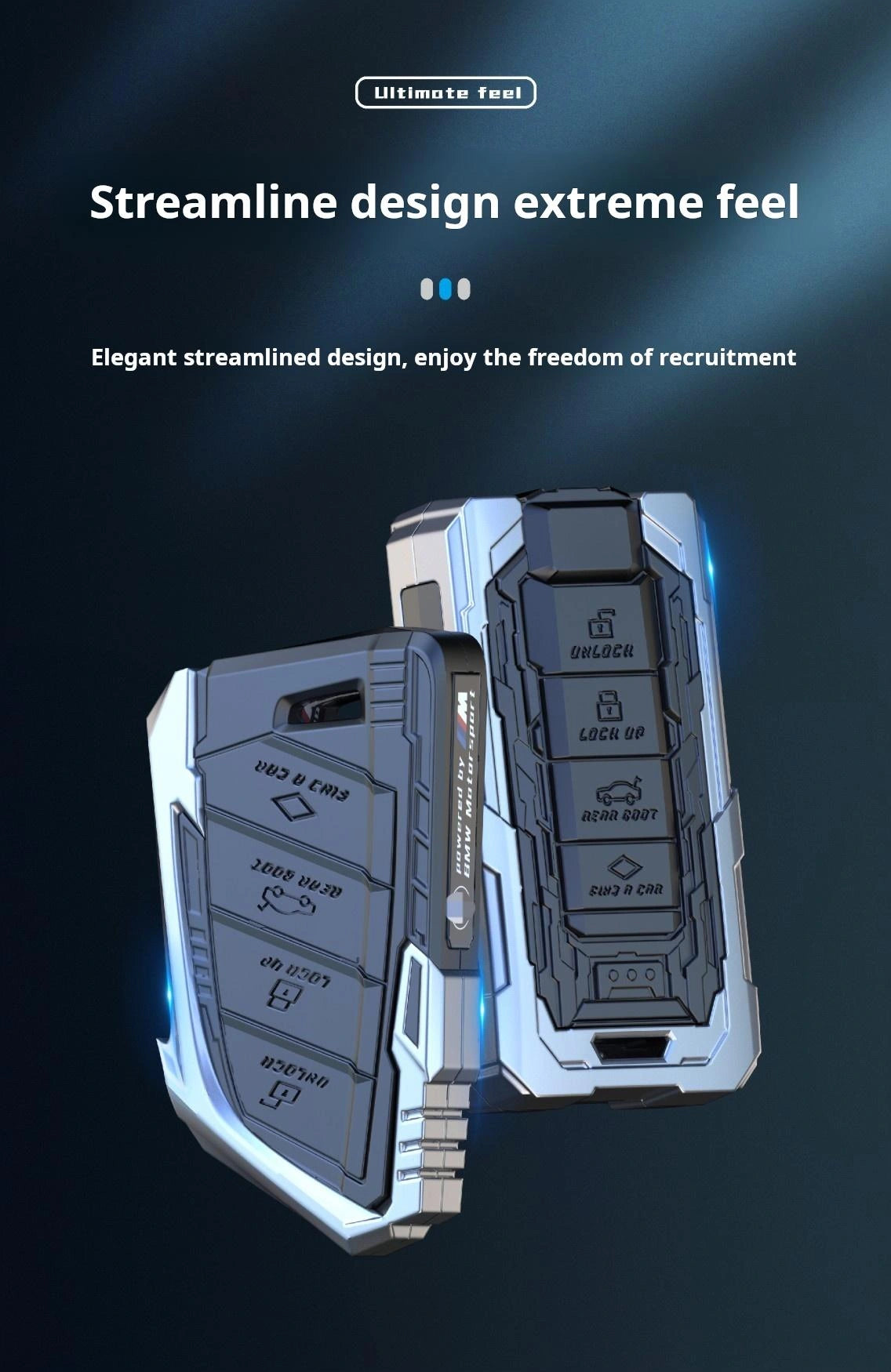 BMW Zinc Alloy Key Remote Cover with two keychains-غطاء جهاز التحكم عن بعد لمفتاح BMW من سبائك الزنك مع سلسلتي مفاتيح-Auto-Emporio-Kuwait.0