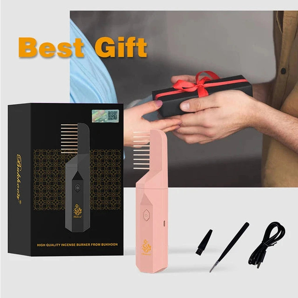 BUKHOON Electric Incense Bukhoor Burner with Hair Comb B01-مبخرة بخور كهربائية مع مشط للشعر B01-Auto-Emporio-Kuwait.0