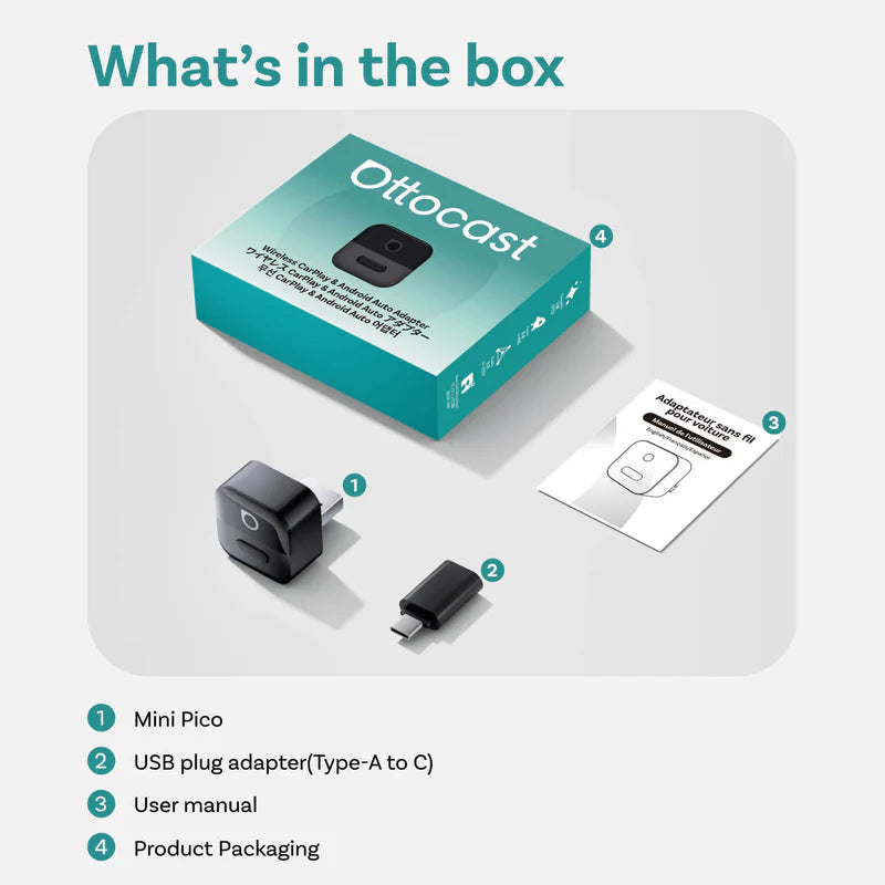 OTTOCAST Mini Pico Wireless CarPlay/Android Auto Adapter 8