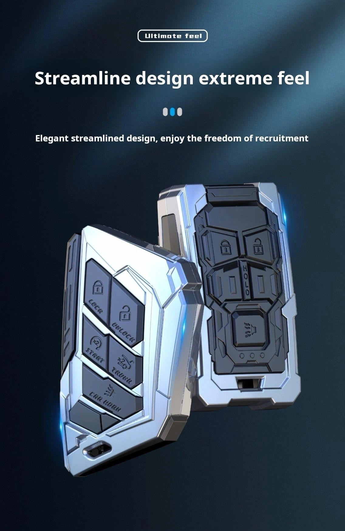 CADILLAC Zinc Alloy Key Remote Cover with two keychains-غطاء جهاز التحكم عن بعد لمفتاح كاديلاك من سبائك الزنك مع سلسلتي مفاتيح-Auto-Emporio-Kuwait.0