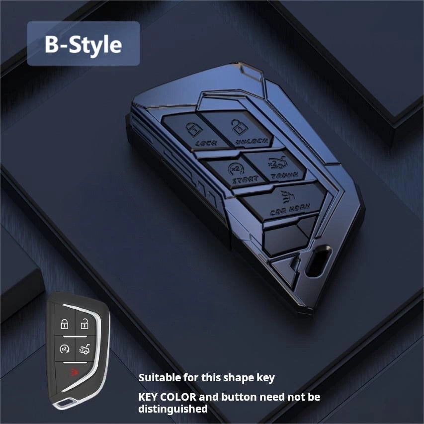 CADILLAC Zinc Alloy Key Remote Cover with two keychains-غطاء جهاز التحكم عن بعد لمفتاح كاديلاك من سبائك الزنك مع سلسلتي مفاتيح-Auto-Emporio-Kuwait.0