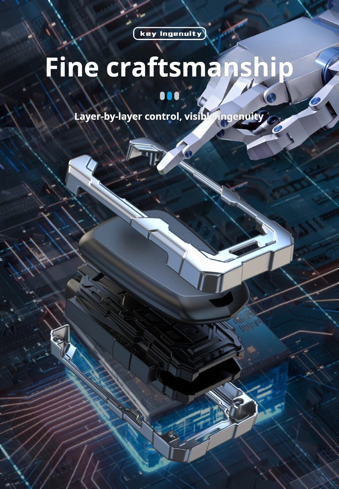 CADILLAC Zinc Alloy Key Remote Cover with two keychains-غطاء جهاز التحكم عن بعد لمفتاح كاديلاك من سبائك الزنك مع سلسلتي مفاتيح-Auto-Emporio-Kuwait.0