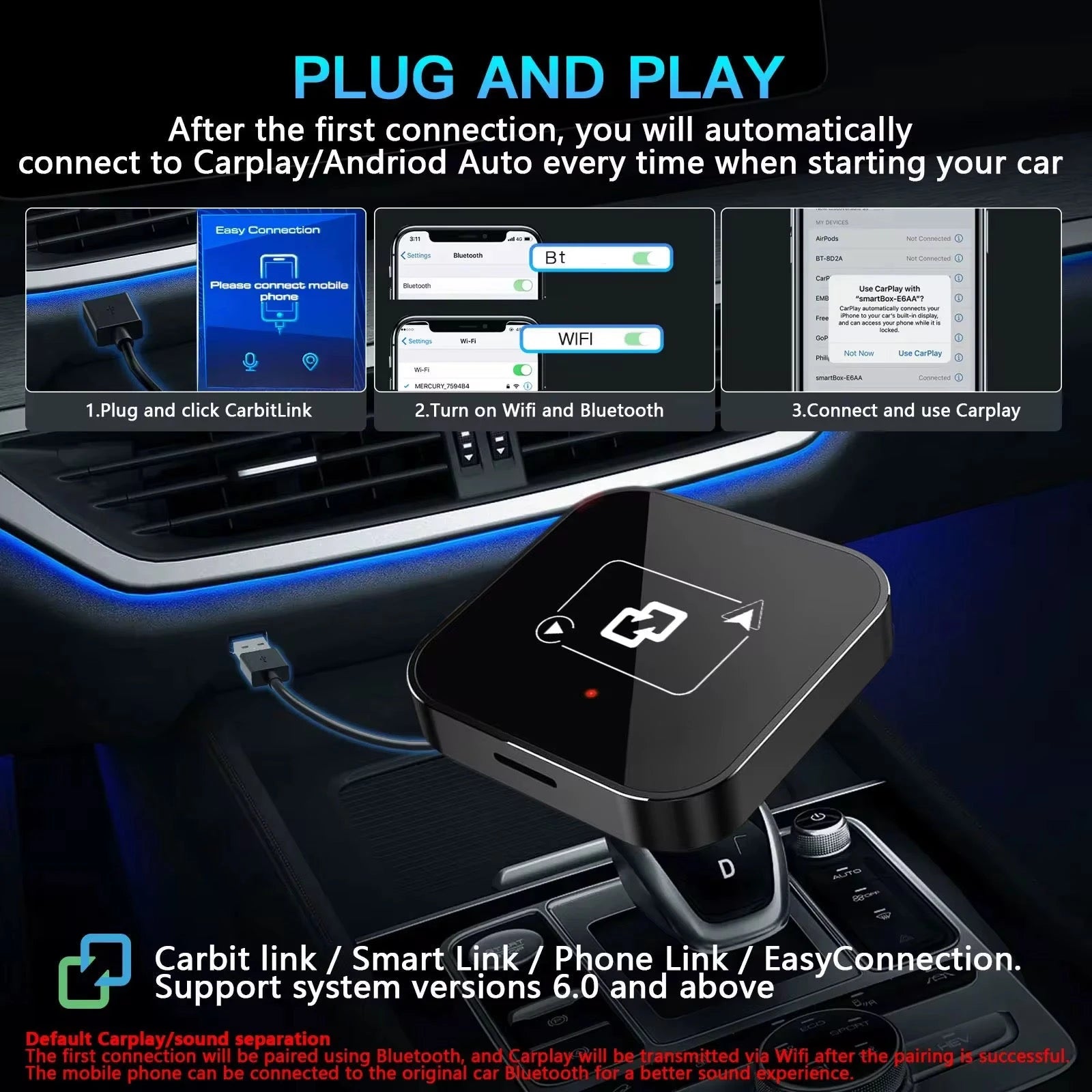 CARBITLINK USB Dongle with Wireless CarPlay Android Auto-دونجل USB CARBITLINK مزود بتقنية CarPlay Android Auto اللاسلكية-Auto-Emporio-Kuwait.0