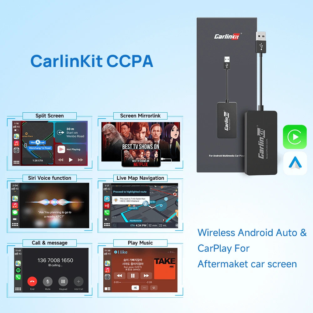 CARLINKIT CCPA USB Dongle with Wireless CarPlay Android Auto & Screen Mirroring-CARLINKIT CCPA USB Dongle مع Wireless CarPlay Android Auto & Screen Mirroring-Auto-Emporio-Kuwait.0