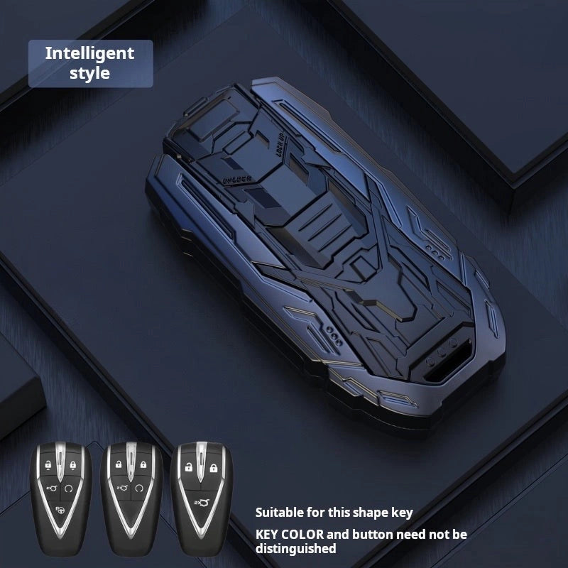 CHANGAN Zinc Alloy Key Remote Cover with two keychains-Black-CHANGAN غطاء مفتاح من سبيكة الزنك مع سلسلتي مفاتيح - أسود-Auto-Emporio-Kuwait.0