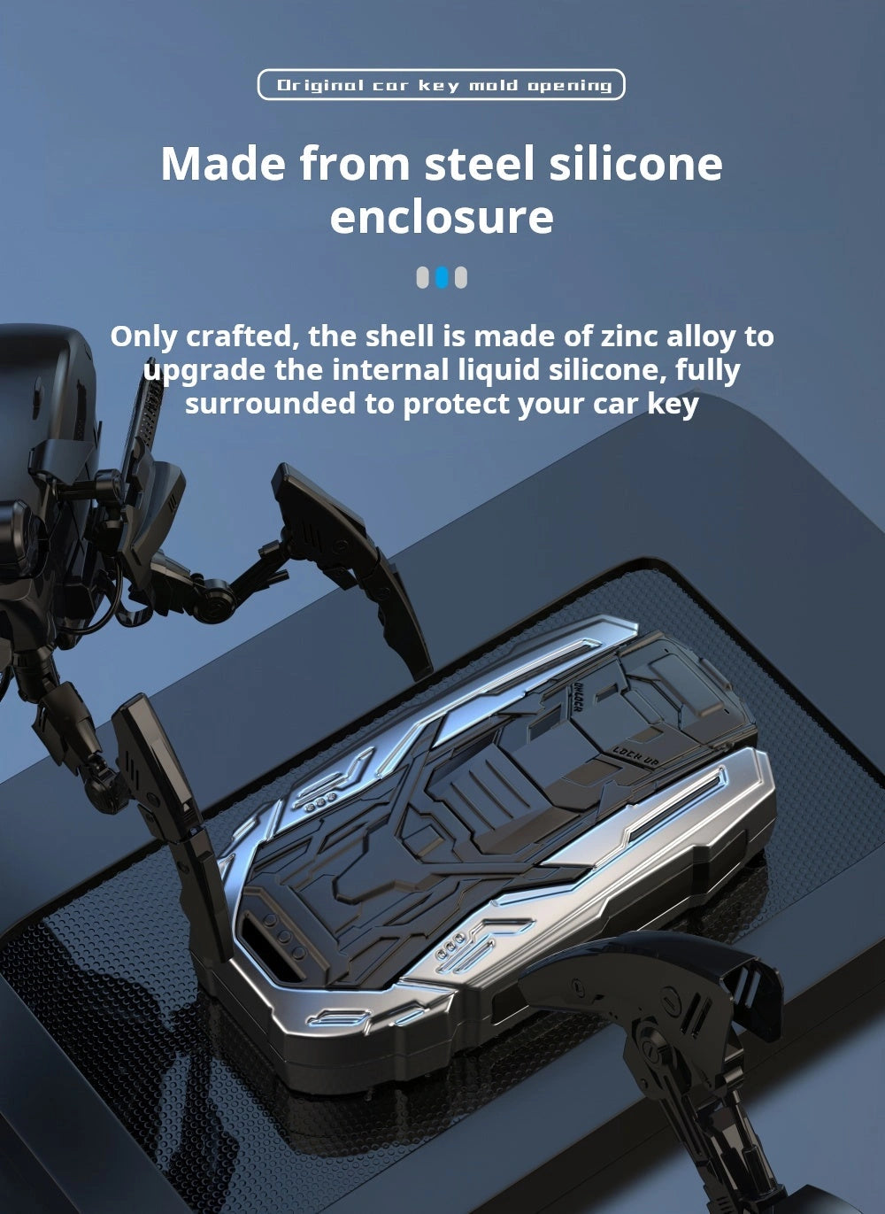 CHANGAN Zinc Alloy Key Remote Cover with two keychains-Black-CHANGAN غطاء مفتاح من سبيكة الزنك مع سلسلتي مفاتيح - أسود-Auto-Emporio-Kuwait.0