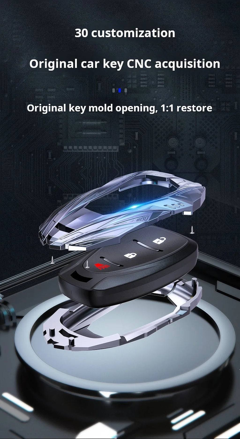 CHEVROLET Zinc Alloy Key Remote Cover with two keychains-Black-غطاء مفتاح التحكم عن بعد من سبيكة الزنك من شيفروليه مع سلسلتي مفاتيح - أسود-Auto-Emporio-Kuwait.0