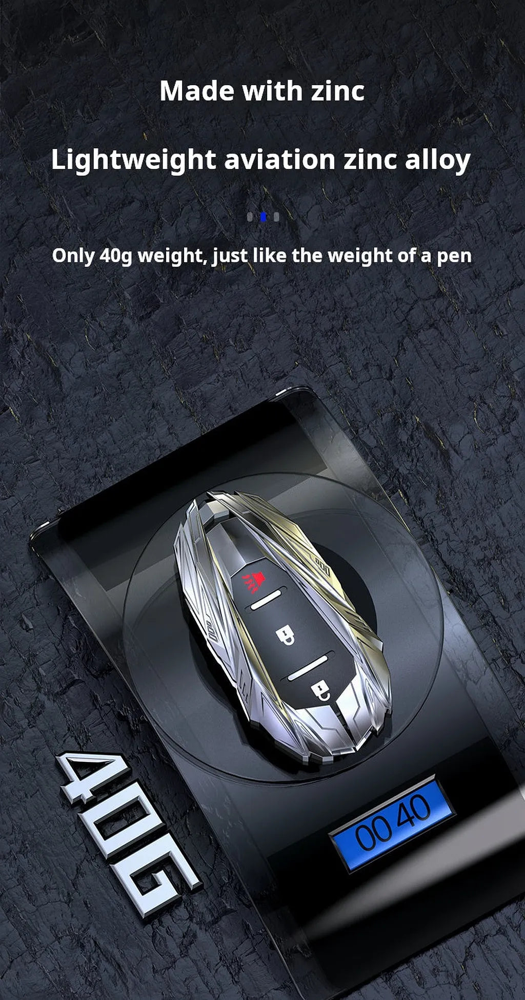 CHEVROLET Zinc Alloy Key Remote Cover with two keychains-Black-غطاء مفتاح التحكم عن بعد من سبيكة الزنك من شيفروليه مع سلسلتي مفاتيح - أسود-Auto-Emporio-Kuwait.0