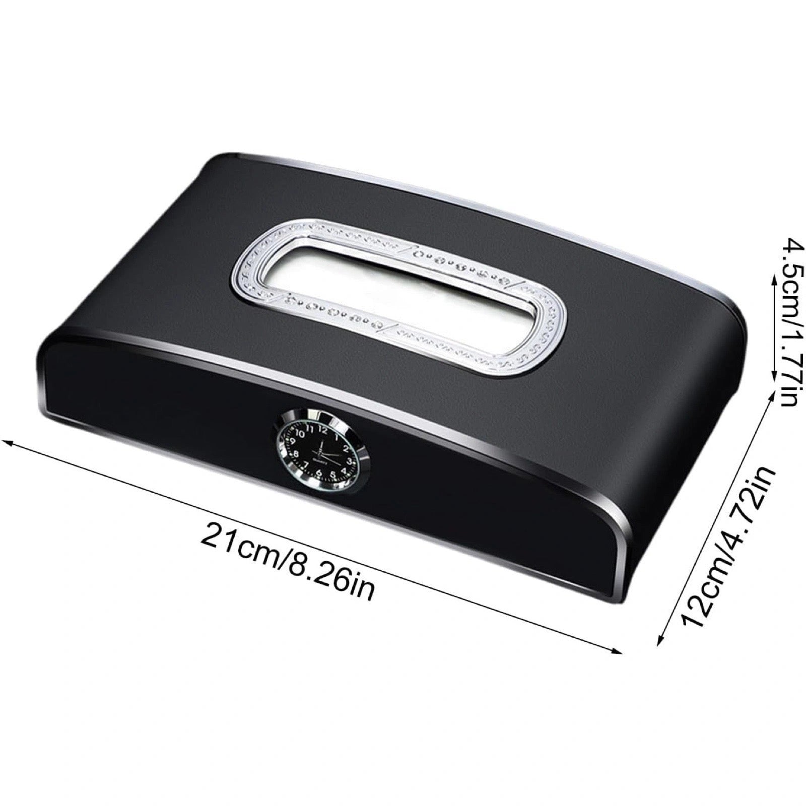 Car Tissue Box with Clock Watch & Parking Card-صندوق مناديل السيارة مع ساعة وبطاقة ركن السيارة-Auto-Emporio-Kuwait.0