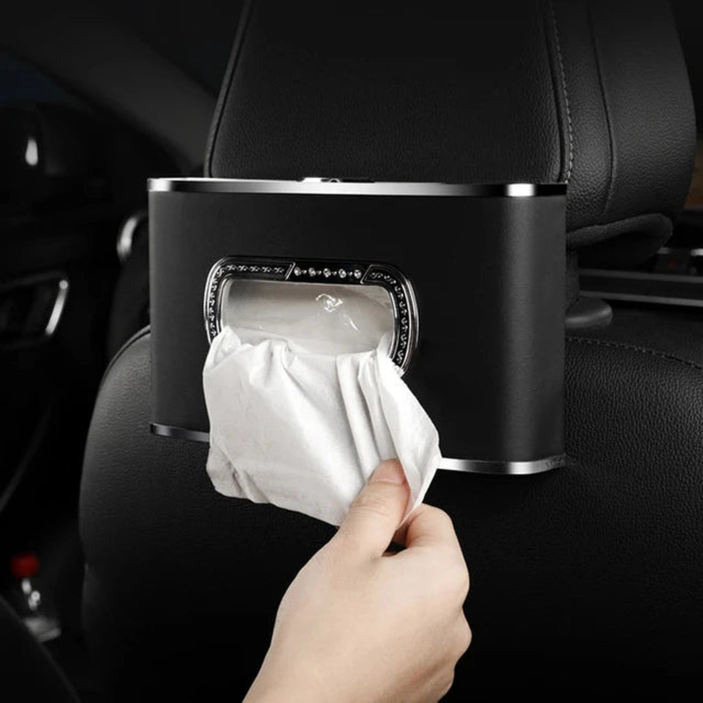 Car Tissue Box with Clock Watch & Parking Card-صندوق مناديل السيارة مع ساعة وبطاقة ركن السيارة-Auto-Emporio-Kuwait.0