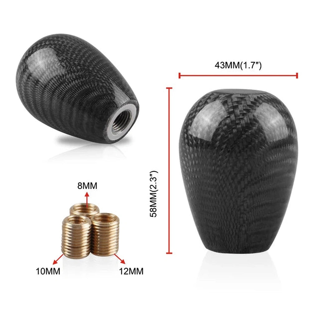 Carbon Fiber Gear Shift Knob Oval Shape-مقبض ناقل الحركة من ألياف الكربون ذو شكل بيضاوي-Auto-Emporio-Kuwait.0
