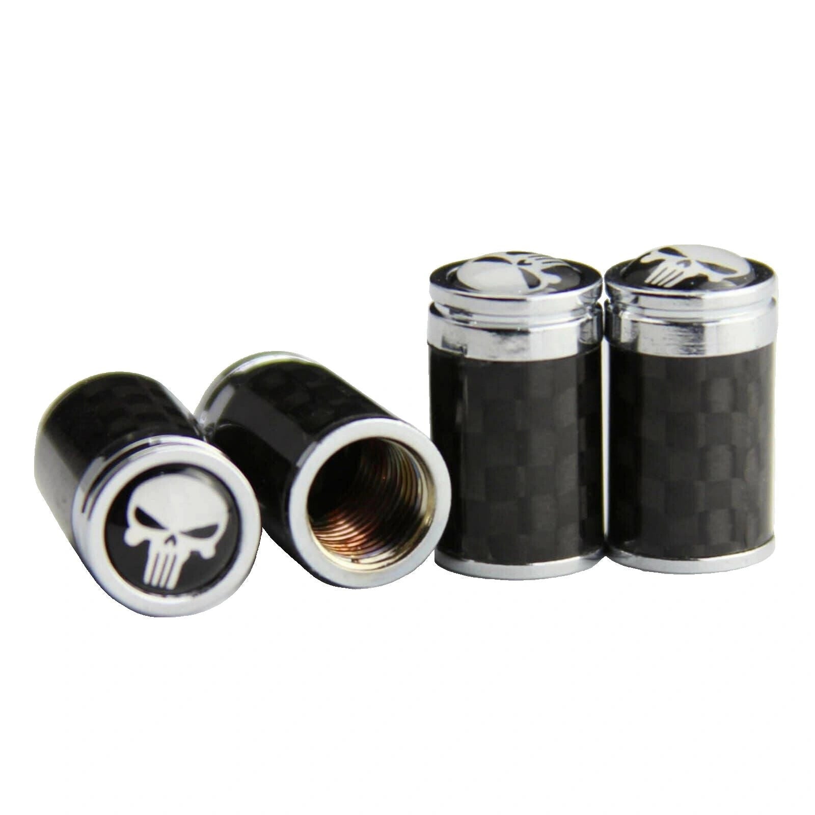Carbon Fiber Punisher Tire Valve Caps (4 pcs)-أغطية صمامات الإطارات من ألياف الكربون (4 قطع)-Auto-Emporio-Kuwait.0