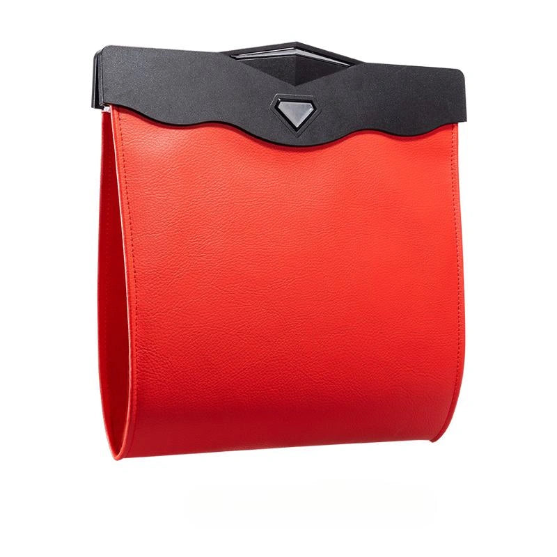 Collapsible Leather Hanging Trash Bag Car Organizer with LED Light-منظم حقيبة قمامة معلقة من الجلد قابل للطي مع ضوء LED-Auto-Emporio-Kuwait.0