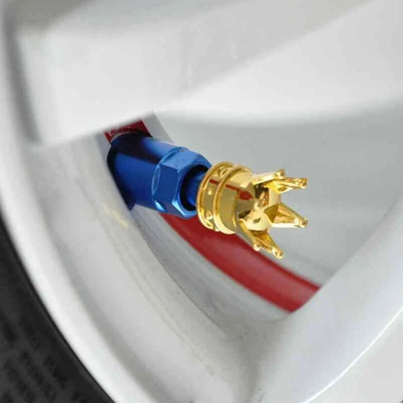 Crown Tire Valve Caps (4 pcs)-أغطية صمامات إطارات التاج (4 قطع)-Auto-Emporio-Kuwait.0