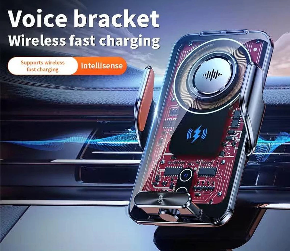 D1 Wireless Fast Charger Magnetic Sensor Mobile Holder-D1 شاحن لاسلكي سريع وحامل جوال مزود بمستشعر مغناطيسي-Auto-Emporio-Kuwait.0